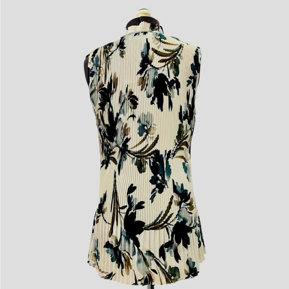 DKNY Pleated Floral-Print Sleeveless Blouse Size L - Picture 7 of 13
